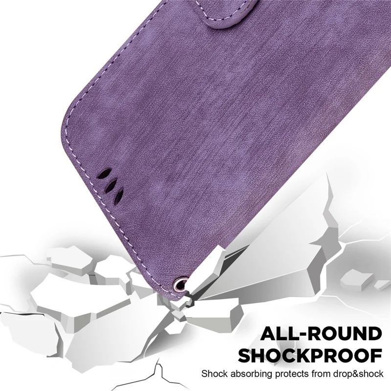 For Samsung Galaxy A06 4G Wallet Case Tiger Imprint Leather Shockproof Phone Cover - Purple