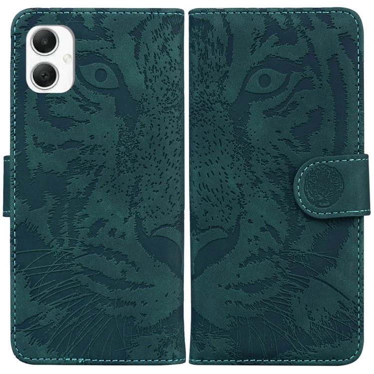 For Samsung Galaxy A06 4G Case Tiger Imprint Leather Wallet Phone Cover - Green