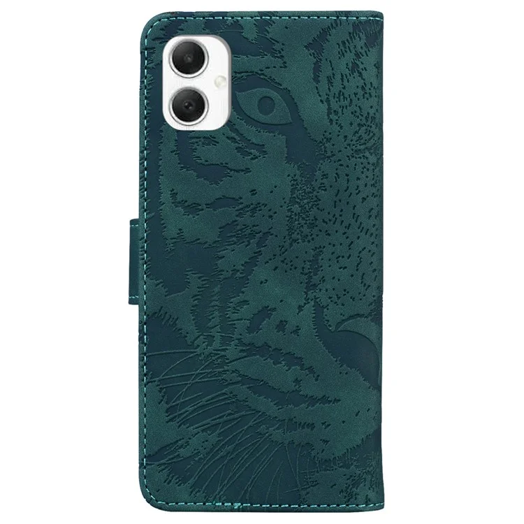 For Samsung Galaxy A06 4G Case Tiger Imprint Leather Wallet Phone Cover - Green