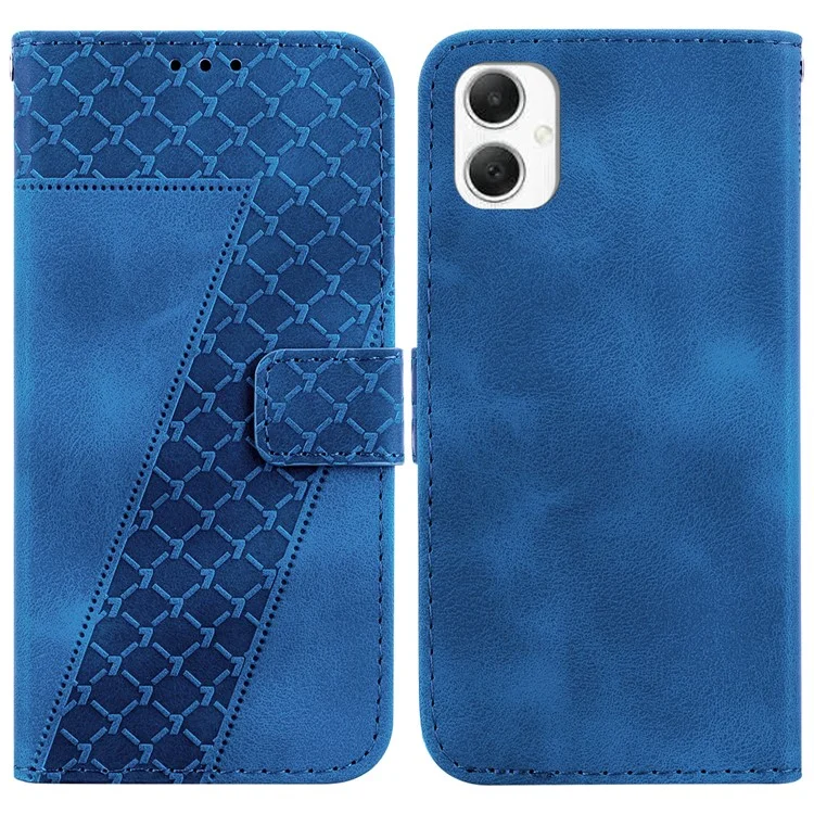 Für Samsung Galaxy A06 Stand Case 7-förmiges Muster Prägemuster Leder-Telefonhülle - Blau