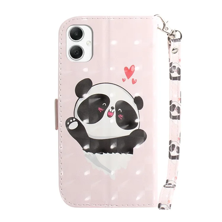 Para Samsung Galaxy A06 Case Pattern Printing Leather Wallet Phone Cover - Love Heart Panda