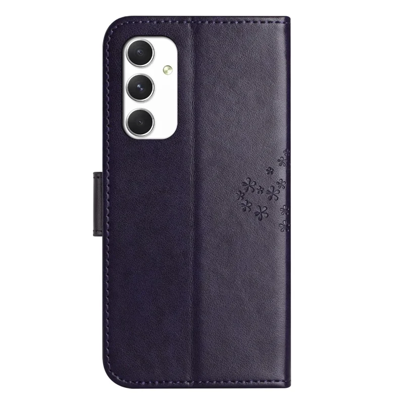 For Samsung Galaxy A16 5G / A16 4G Case PU Leather Owl Tree Imprinted Wallet Phone Cover - Dark Purple