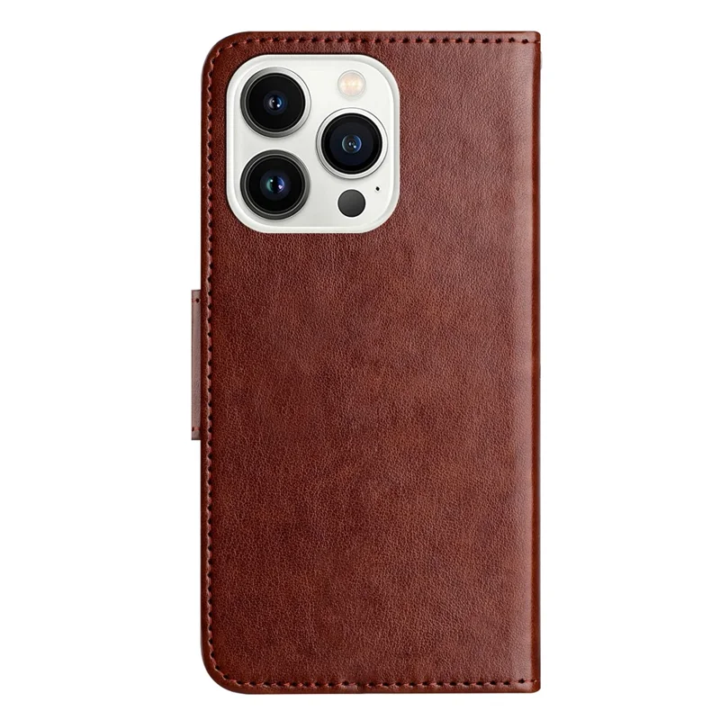 For iPhone 16 Pro Max Leather Case Butterflies Flower Pattern Wallet Stand Phone Cover - Brown