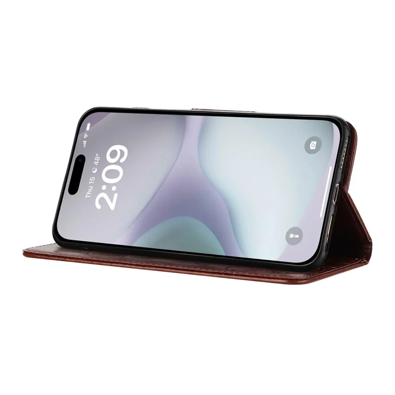 For iPhone 16 Leather Case Butterflies Flower Pattern Wallet Stand Phone Cover - Brown