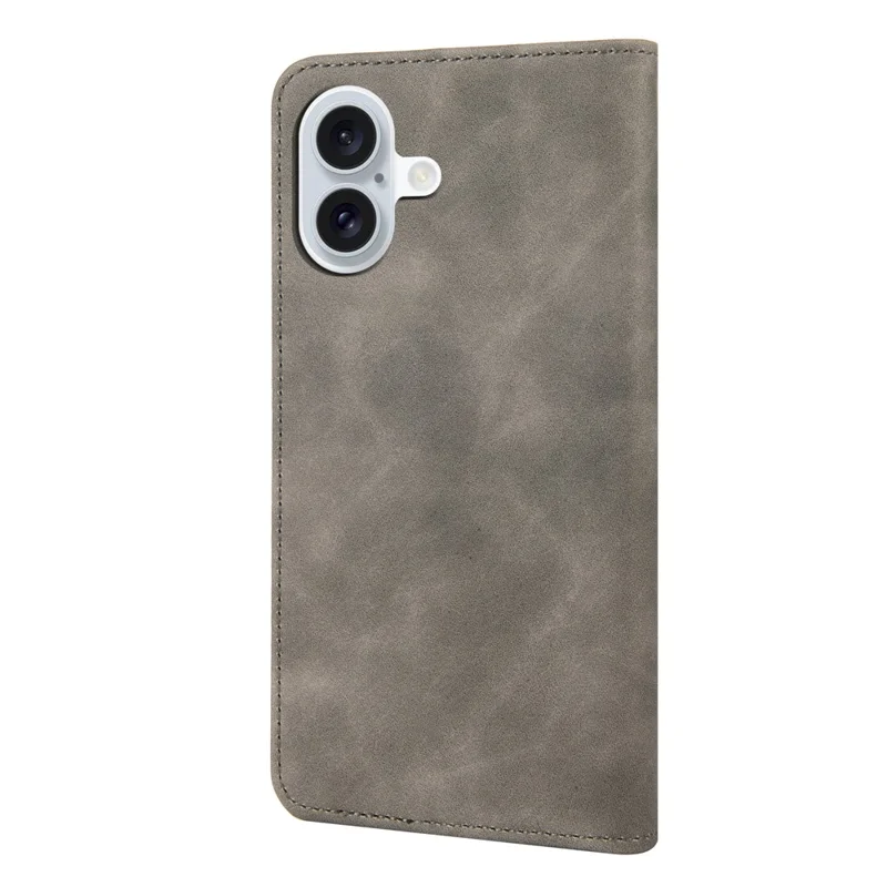 Funda para iPhone 16 Carcasa de Piel de PU a Prueba de Golpes - Gris