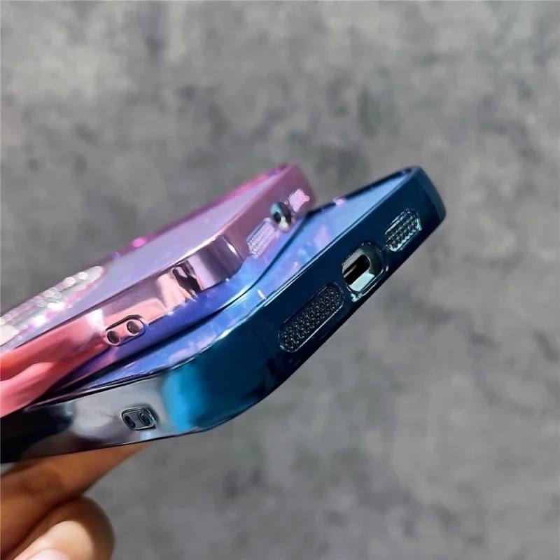 For iPhone 15 Pro Max Magnetic Case TPU + PC Clear Phone Cover with Feather Texture Paper - Dark Blue