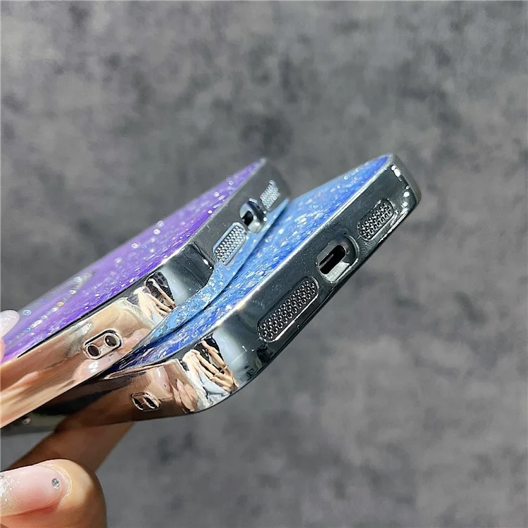 For iPhone 14 Pro Max Magnetic Case Glitter Shockproof TPU + PC Phone Cover Bling Rhinestone - Purple