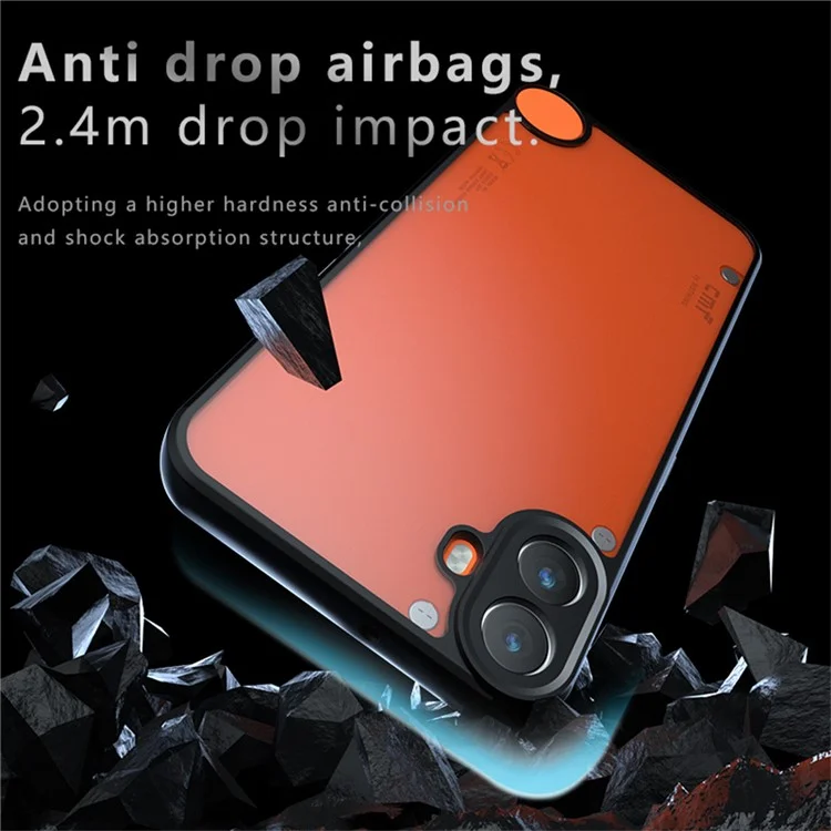 For Nothing CMF Phone 1 Case Skin-Touch TPU+PC Matte Phone Shell, Transparent Black