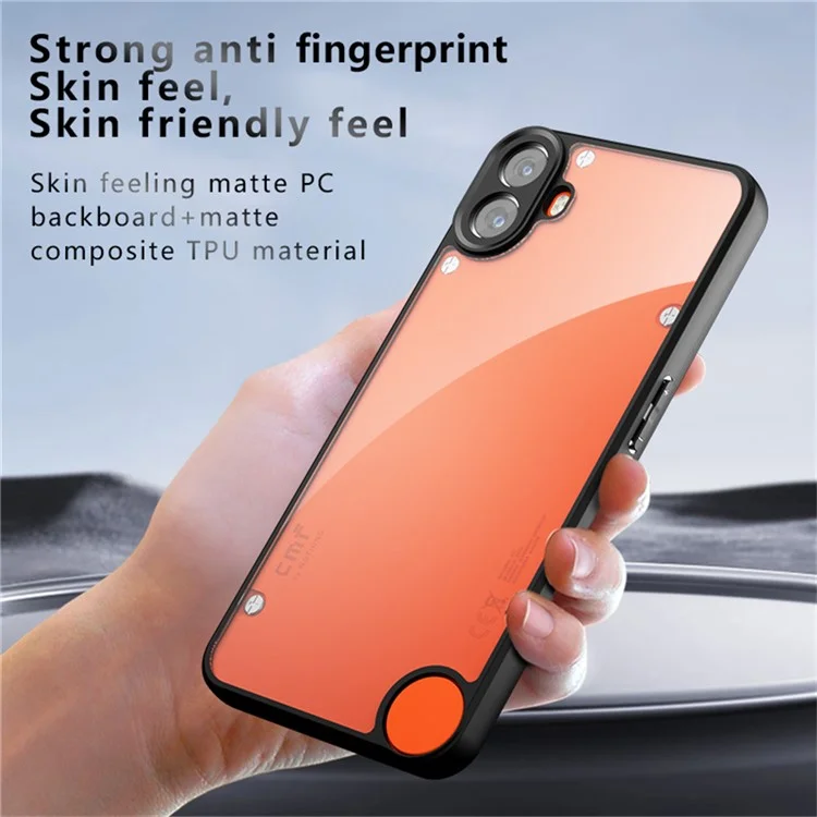 For Nothing CMF Phone 1 Case Skin-Touch TPU+PC Matte Phone Shell, Transparent Black