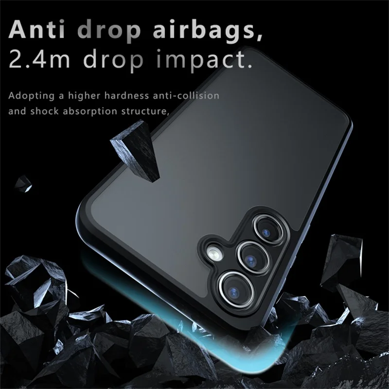For Samsung Galaxy S24 FE Case Skin-Touch TPU+PC Matte Phone Shell, Transparent Black