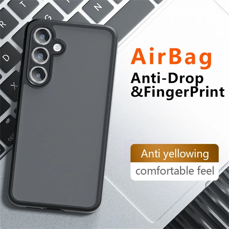 For Samsung Galaxy S24 FE Case Skin-Touch TPU+PC Matte Phone Shell, Transparent Black