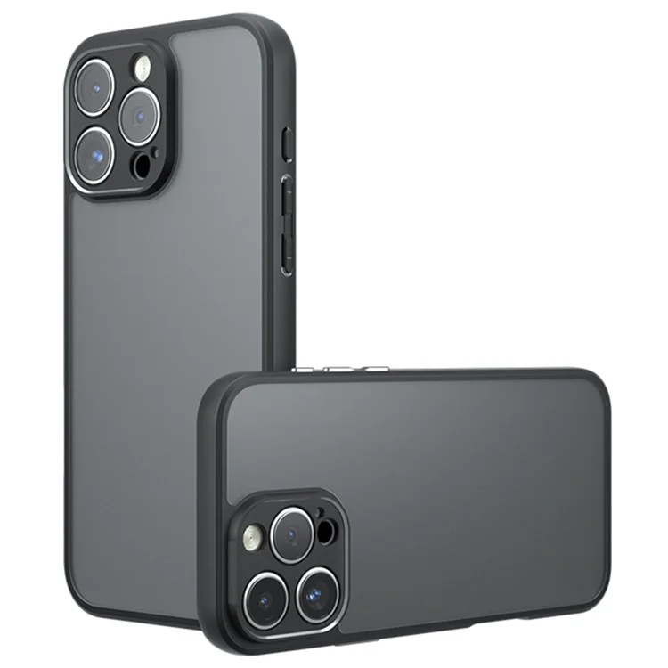 For iPhone 16 Pro Case Skin-Touch TPU+PC Matte Phone Shell, Transparent Black