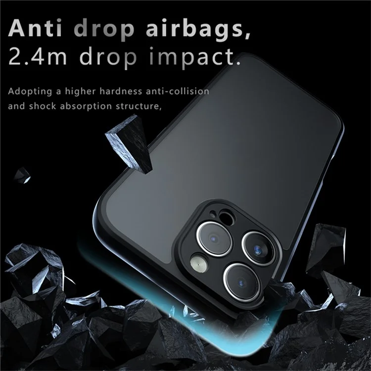 For iPhone 16 Pro Case Skin-Touch TPU+PC Matte Phone Shell, Transparent Black