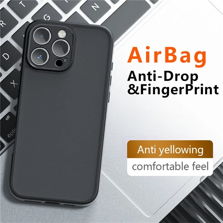 For iPhone 16 Pro Case Skin-Touch TPU+PC Matte Phone Shell, Transparent Black