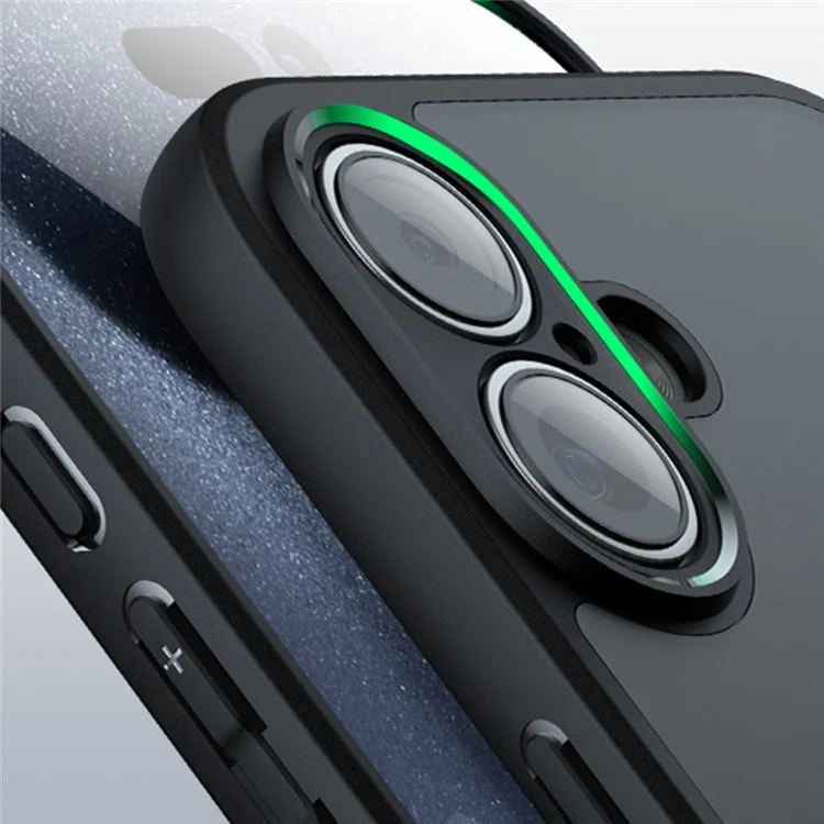 For iPhone 16 Case Skin-Touch TPU+PC Matte Phone Shell, Transparent Black