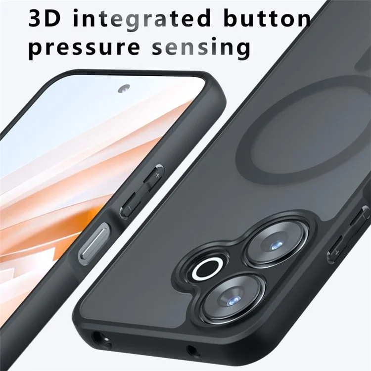 For Xiaomi Redmi 13 4G / 5G / Poco M6 4G / Poco M6 Plus 5G Magnetic Case TPU+PC Matte Anti-Scratch Phone Cover - Transparent Black