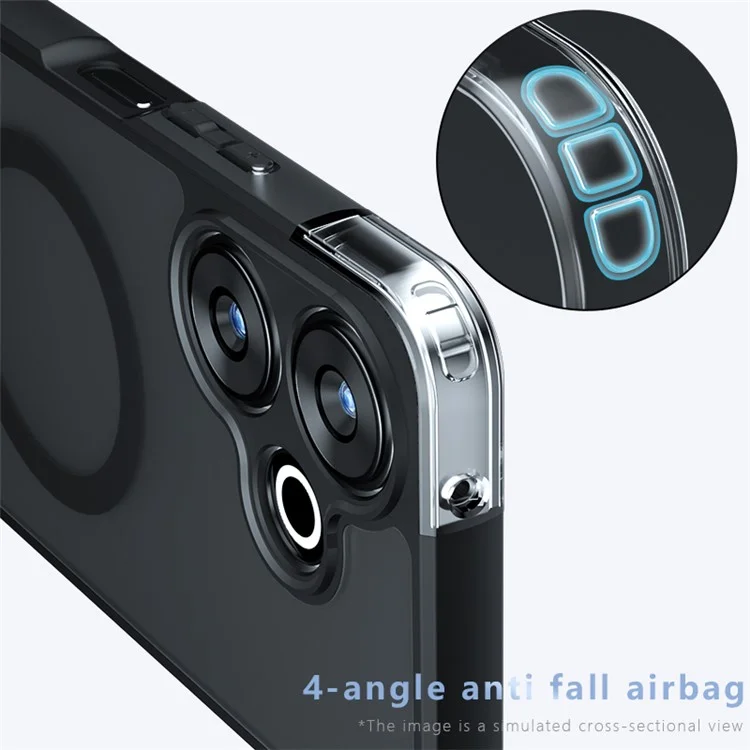 For Xiaomi Redmi 13 4G / 5G / Poco M6 4G / Poco M6 Plus 5G Magnetic Case TPU+PC Matte Anti-Scratch Phone Cover - Transparent Black