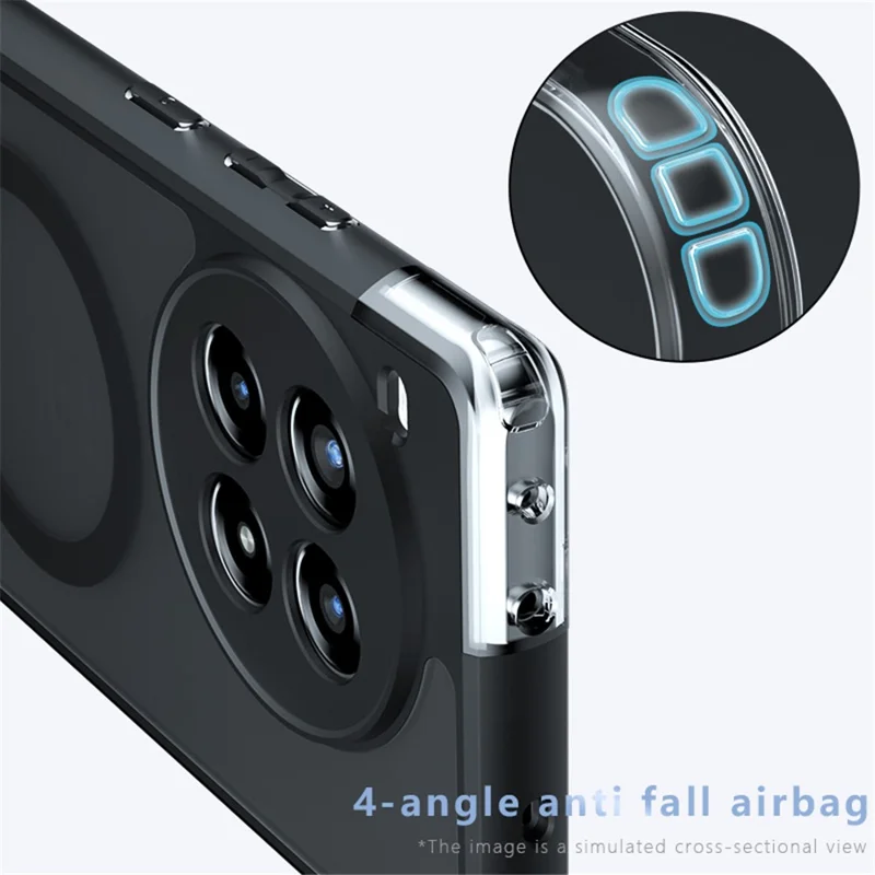 For OnePlus Ace 3 Pro 5G Magnetic Case TPU+PC Matte Anti-Scratch Phone Cover - Transparent Black
