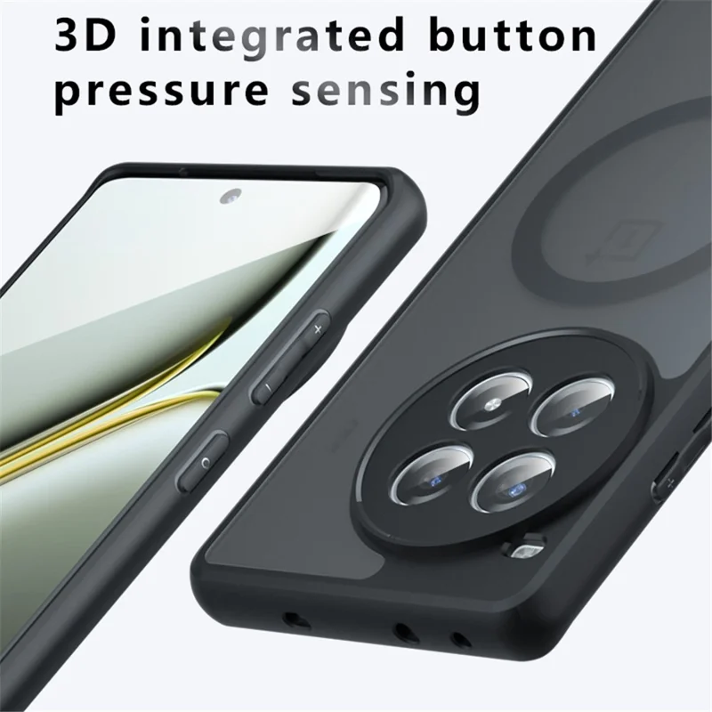 For OnePlus Ace 3 Pro 5G Magnetic Case TPU+PC Matte Anti-Scratch Phone Cover - Transparent Black