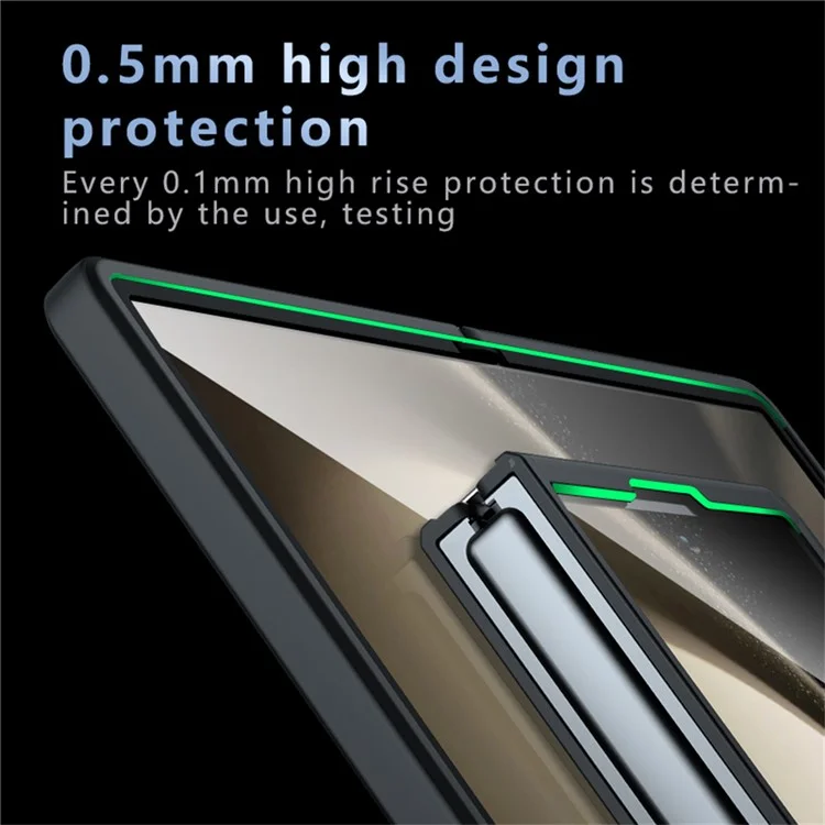 Pour Samsung Galaxy Z Fold6 5G Coque magnétique en TPU+PC Matte Anti-Scratch Phone Cover - Noir transparent