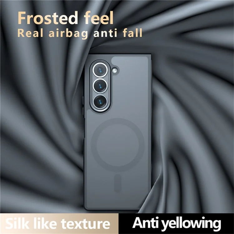 Pour Samsung Galaxy Z Fold6 5G Coque magnétique en TPU+PC Matte Anti-Scratch Phone Cover - Noir transparent