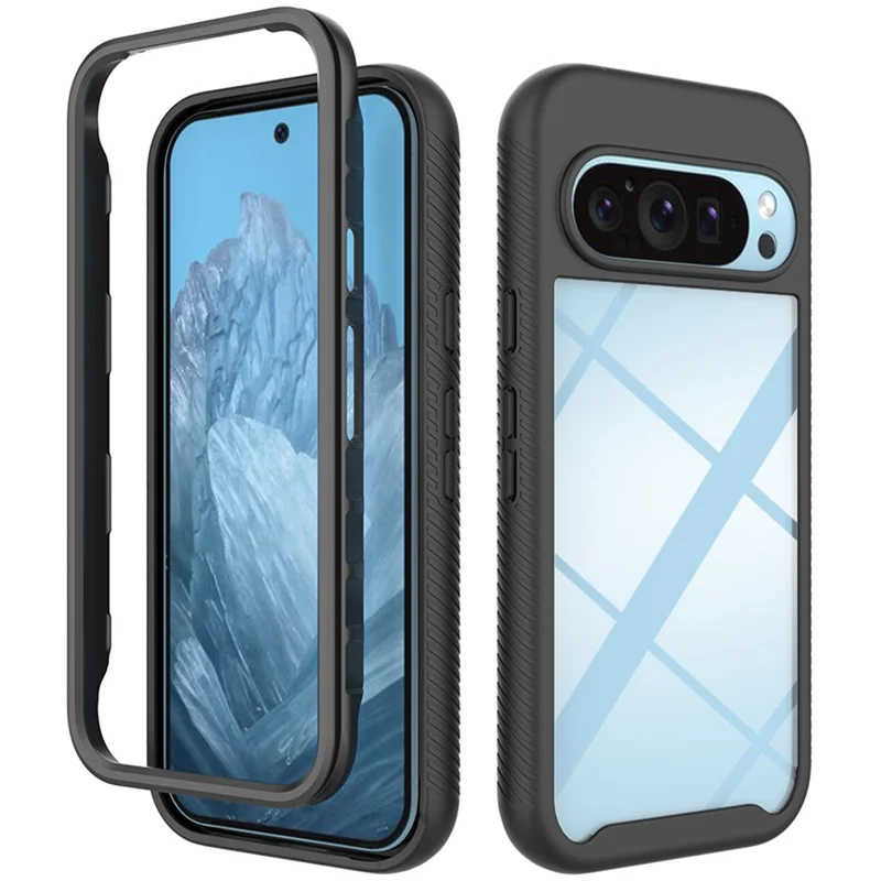 Para Google Pixel 9 / Pixel 9 Pro Case Anti-Drop 2-em-1 PC+TPU Capa de Telefone - Preto
