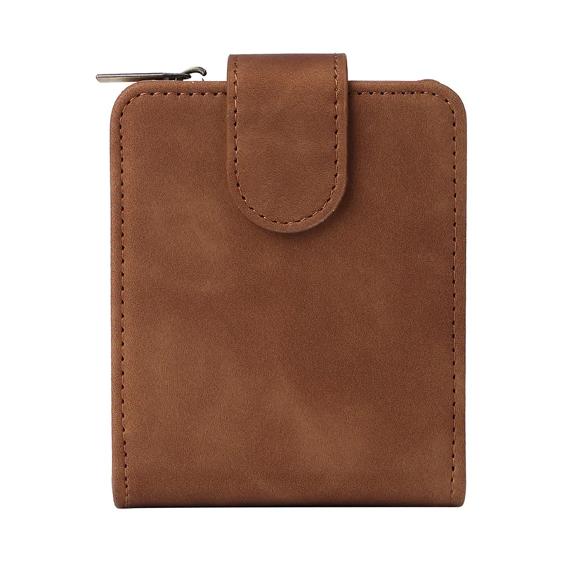 For Samsung Galaxy Z Flip7 FE 5G / Z Flip6 5G Leather Case Zipper Wallet Phone Cover with Shoulder Strap - Brown