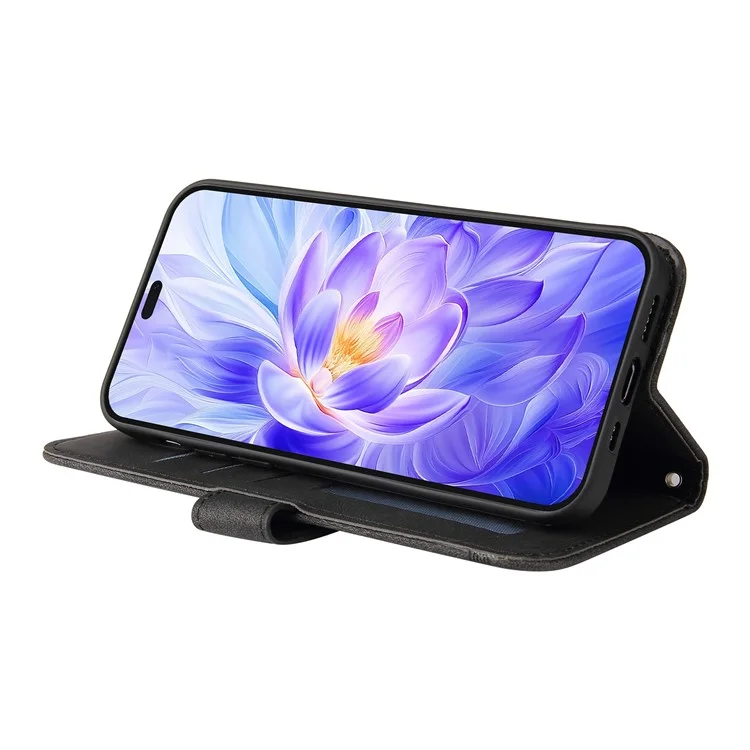 For Honor X60i 5G Custodia Portafoglio Pelle Effetto Pelle Motivo Albero Hardware - Nero