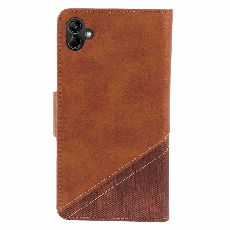 Para Samsung Galaxy A06 Case Wallet Leather Phone Cover Crazy Horse Texture+Jeans Cloth Texture - Marrom
