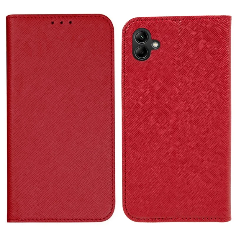 Pour Samsung Galaxy A06 Case Flip Shockproof Cross Texture Leather Phone Cover - Rouge