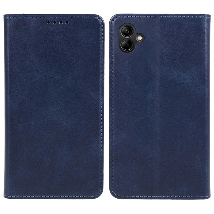 Para Samsung Galaxy A06 Case Leather Wallet Phone Cover Calf Texture Hidden Magnetic Closure - Azul