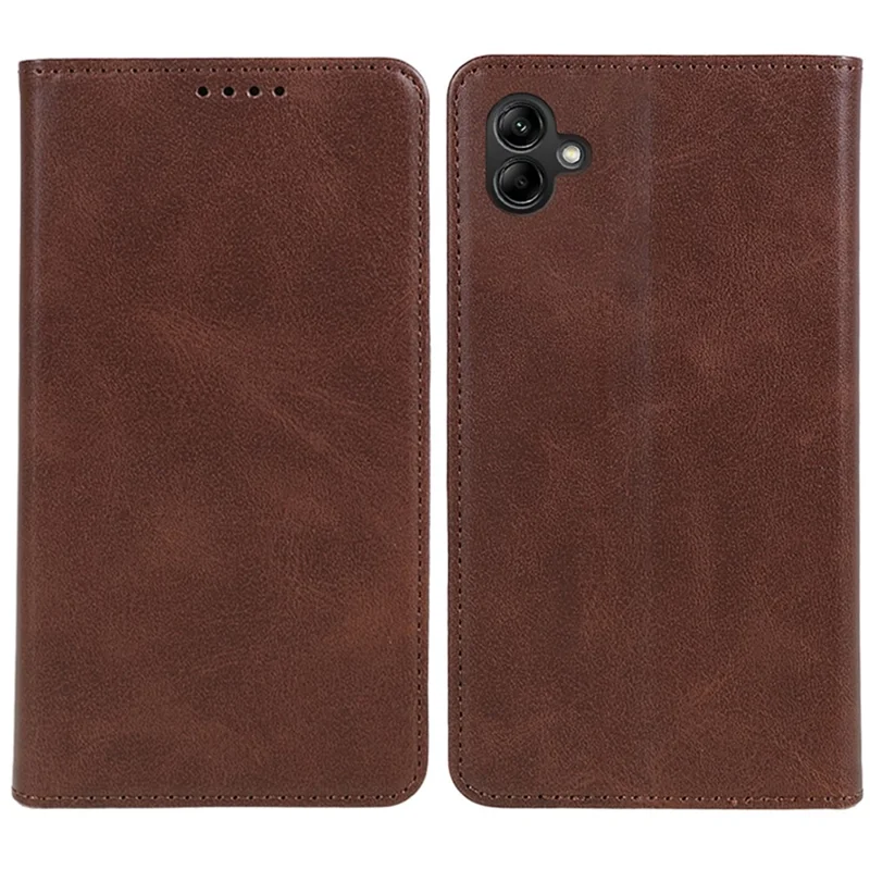 For Samsung Galaxy A17 5G / A26 5G / A06 4G / A06 5G Case Leather Wallet Phone Cover Calf Texture Hidden Magnetic Closure - Brown