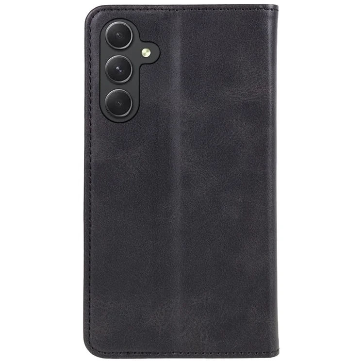 For Samsung Galaxy A16 5G / A16 4G Case Leather Flip Shockproof Calf Texture Phone Cover - Black
