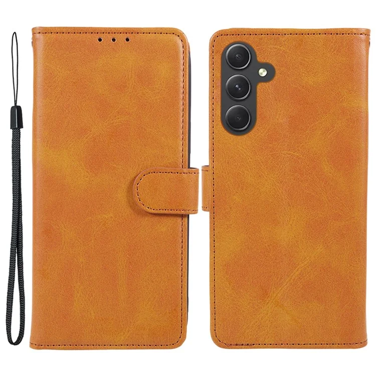 Для Samsung Galaxy A16 5G / A16 4G Чехол PU Leather Stand Magnetic Closure Phone Cover Calf Texture - Khaki