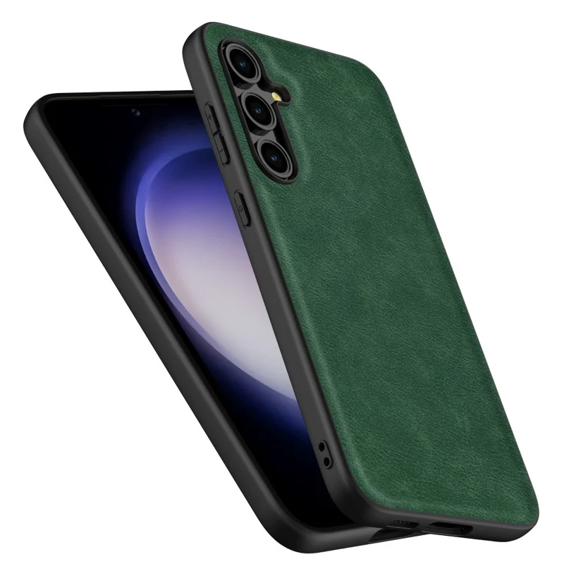 For Samsung Galaxy A16 5G / A16 4G Case Retro Leather Coated PC+TPU Anti-Shock Phone Cover - Green