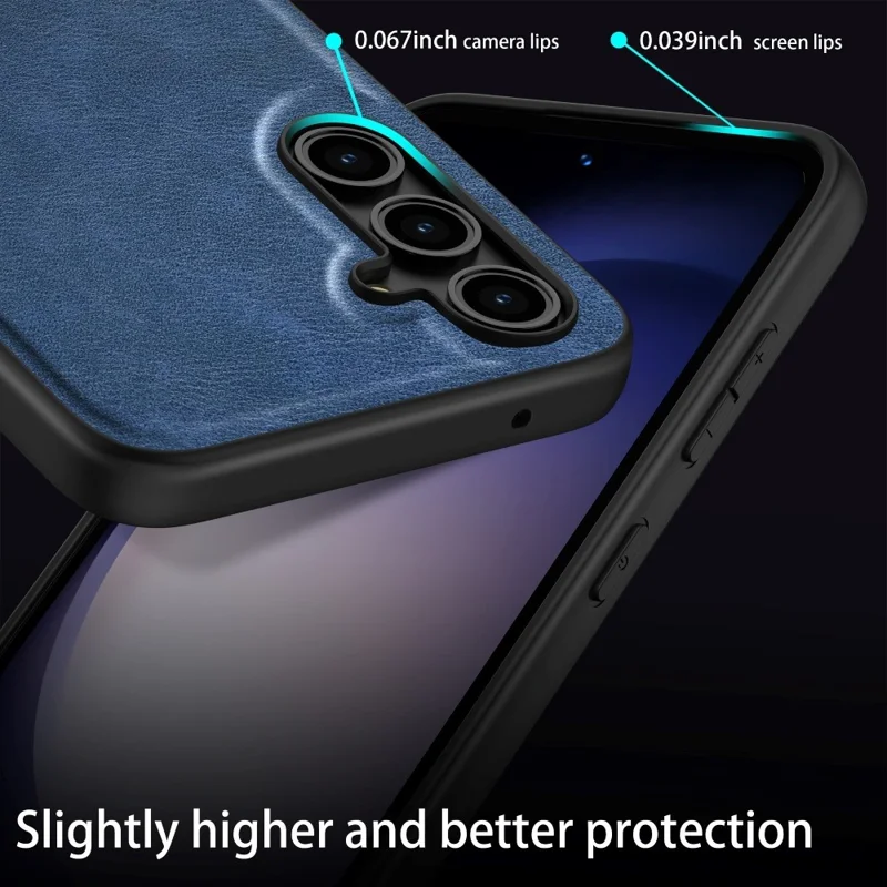 For Samsung Galaxy A16 5G / A16 4G Case Retro Leather Coated PC+TPU Anti-Shock Phone Cover - Black