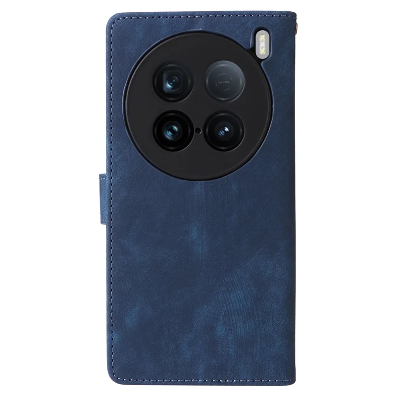 For vivo X100 Ultra 5G Case with Hand Strap RFID Blocking Wallet Leather Cover - Blue