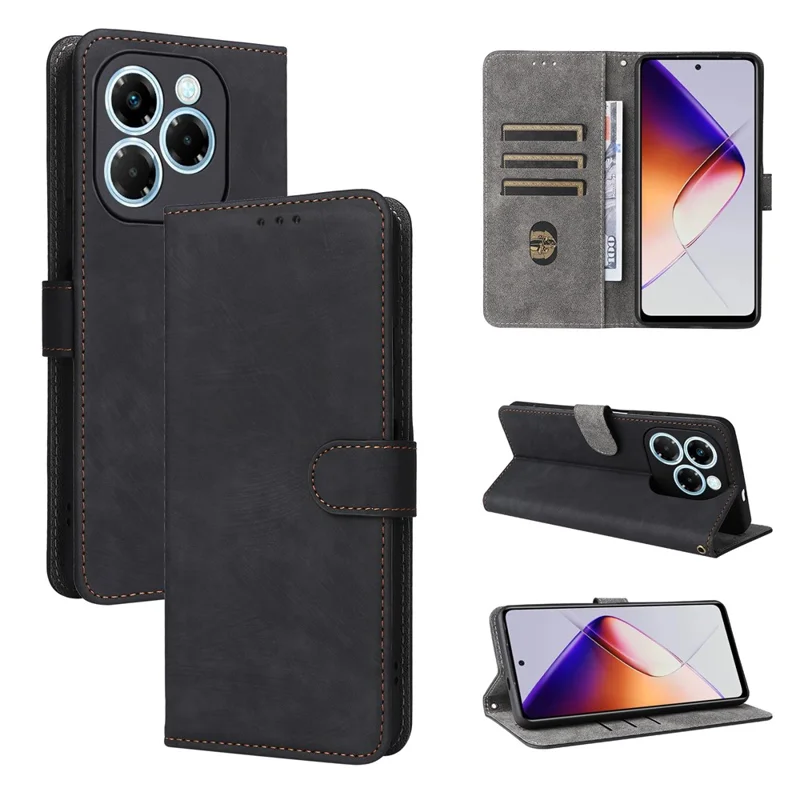 For Infinix Note 40X 5G X6838 Wallet Case RFID Blocking PU Leather Cover Stand View - Black