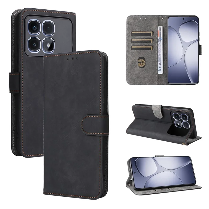 For Xiaomi Redmi K70 Ultra Case RFID Blocking PU Leather Phone Wallet Cover - Black