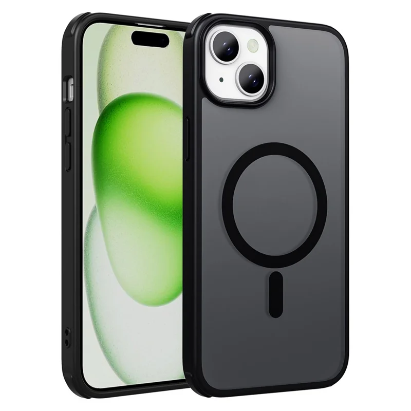 For iPhone 15 Plus Case Compatible with MagSafe TPU+PC Skin-Touch Phone Cover - Black