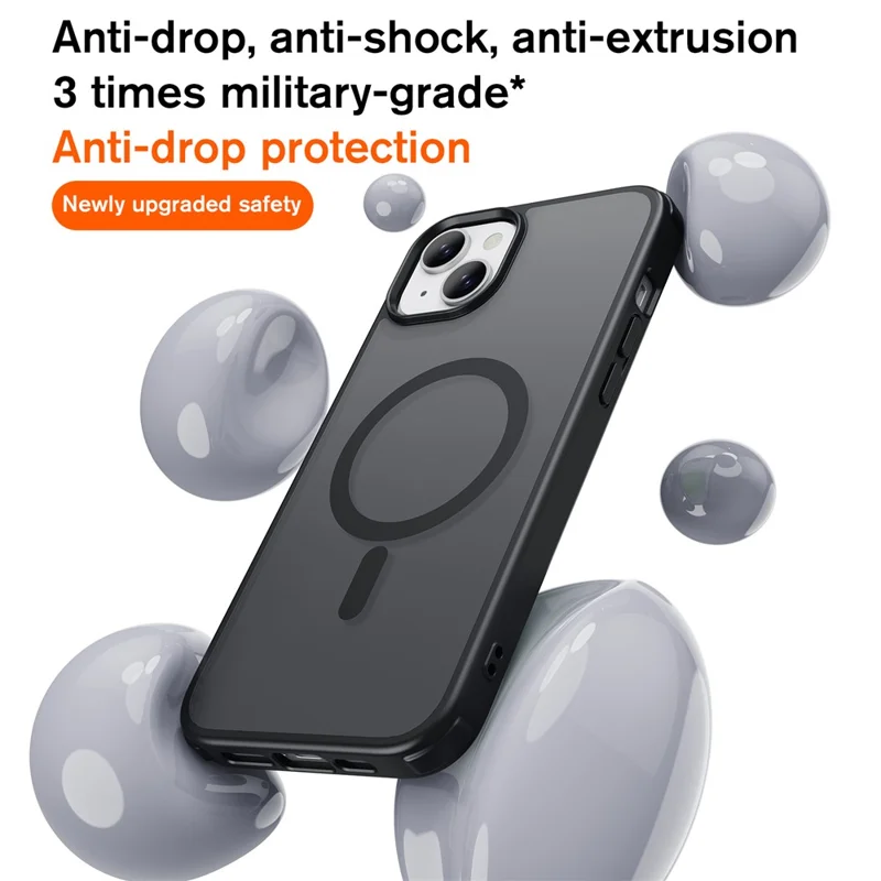 For iPhone 15 Plus Case Compatible with MagSafe TPU+PC Skin-Touch Phone Cover - Black