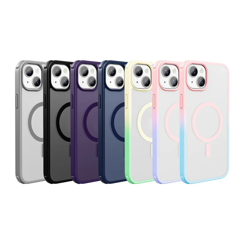 For iPhone 15 Plus Case Compatible with MagSafe TPU+PC Skin-Touch Phone Cover - Black