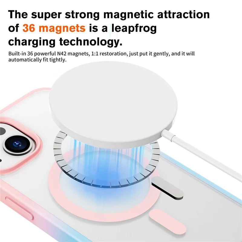 For iPhone 14 / 13 Magnetic Case Silky Touch TPU+PC Anti-Drop Phone Cover - Gradient Pink Blue