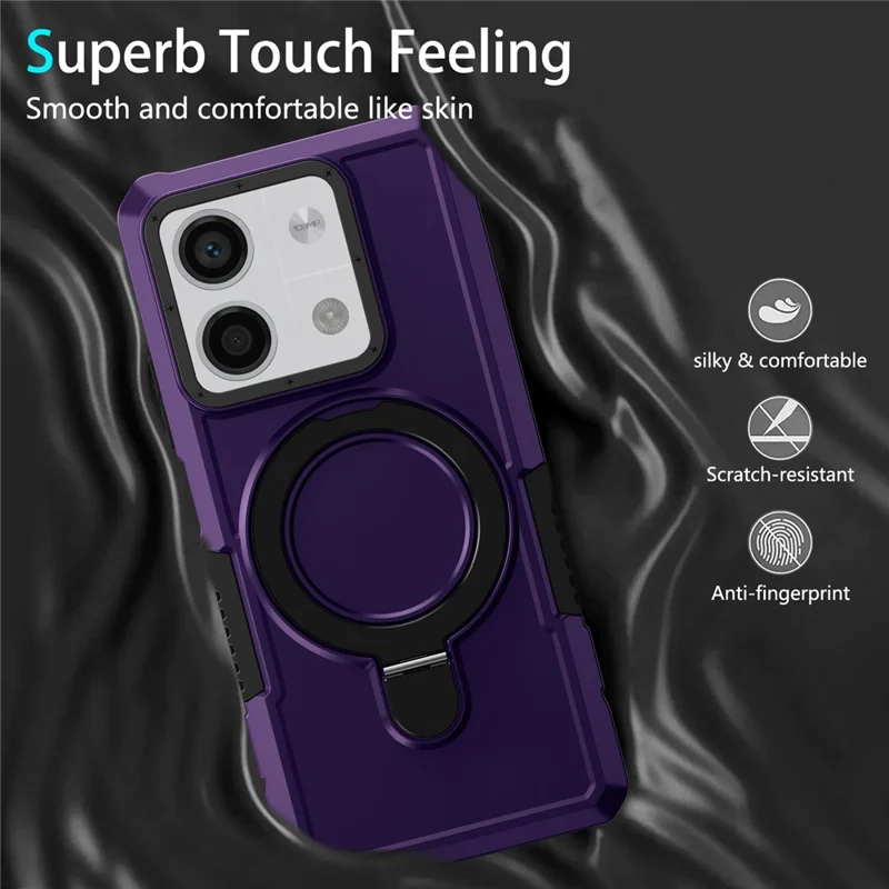 Para Xiaomi Redmi Note 13 5G Case Anel Suporte Suporte TPU+PC Capa de Telefone - Roxo Escuro