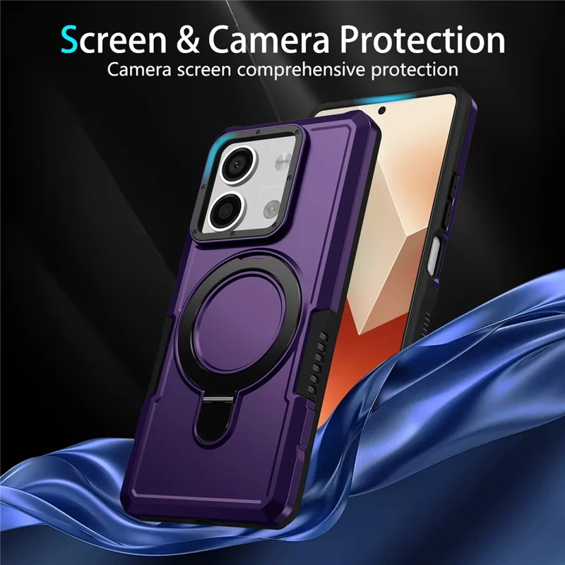Para Xiaomi Redmi Note 13 5G Case Anel Suporte Suporte TPU+PC Capa de Telefone - Roxo Escuro