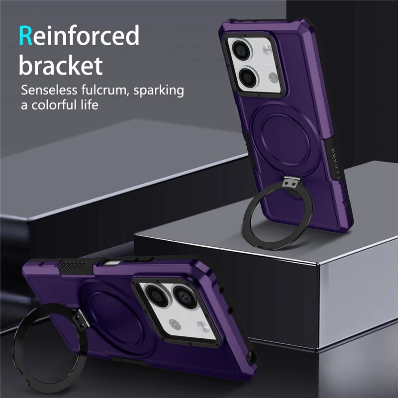 Para Xiaomi Redmi Note 13 5G Case Anel Suporte Suporte TPU+PC Capa de Telefone - Roxo Escuro