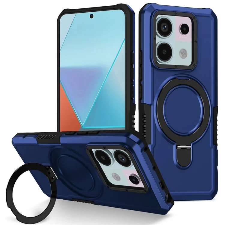 For Xiaomi Poco X6 5G / Redmi Note 13 Pro 5G Case Ring Holder Kickstand TPU+PC Phone Cover - Sapphire