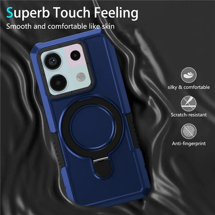 For Xiaomi Poco X6 5G / Redmi Note 13 Pro 5G Case Ring Holder Kickstand TPU+PC Phone Cover - Sapphire