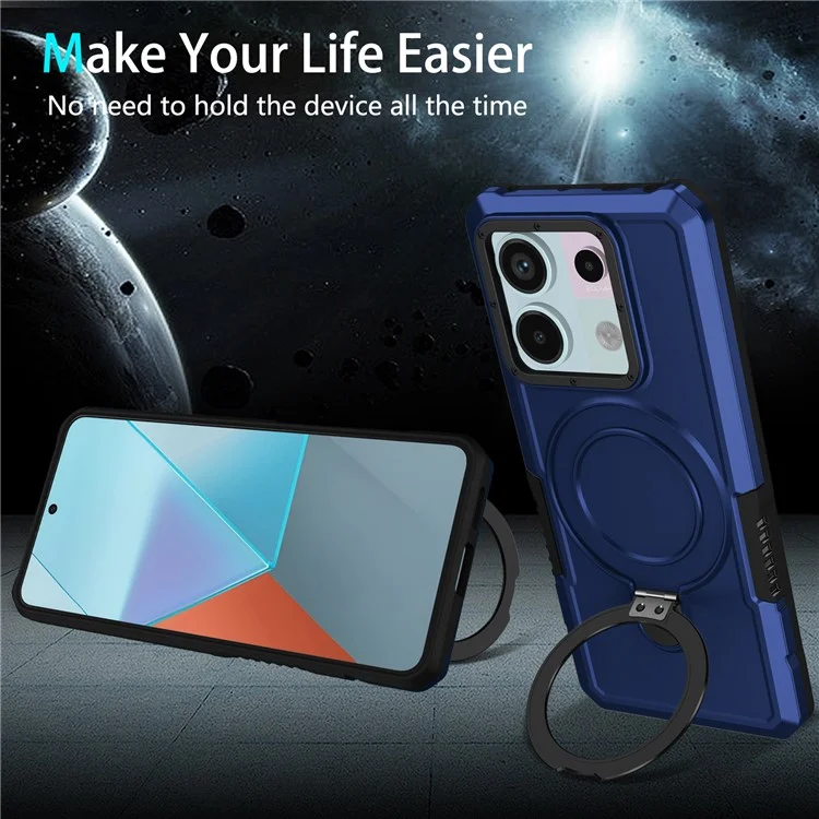 For Xiaomi Poco X6 5G / Redmi Note 13 Pro 5G Case Ring Holder Kickstand TPU+PC Phone Cover - Sapphire