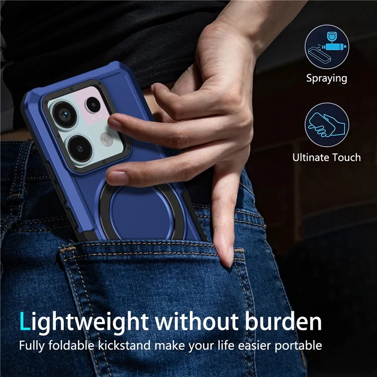 For Xiaomi Poco X6 5G / Redmi Note 13 Pro 5G Case Ring Holder Kickstand TPU+PC Phone Cover - Sapphire